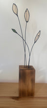 Load image into Gallery viewer, Flower Sculpture in Scorched Wood Block