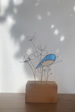 Load image into Gallery viewer, Wire Flowers With Stained Glass Bluebird