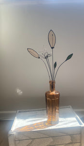 Tall Flower Sculpture in Glass Vase