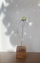 Load image into Gallery viewer, Flower Sculpture in Scorched Wood Block